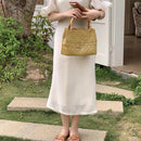 Bolsa de Praia Liliana em Palha com alça em Bambu